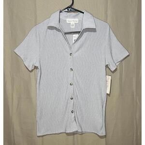 textured button-up top